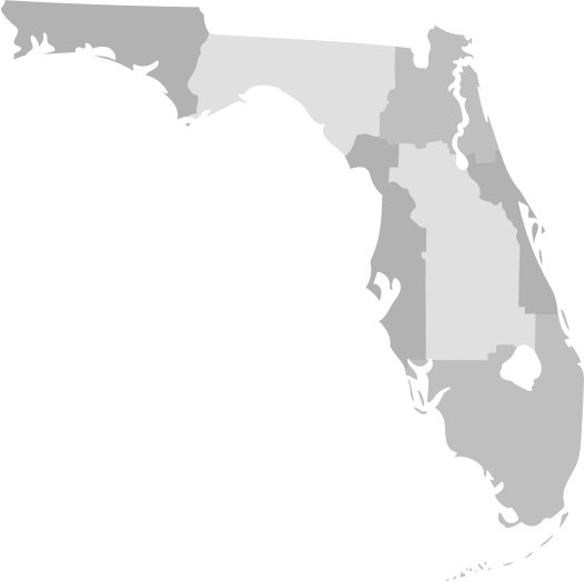 Painted map of Florida