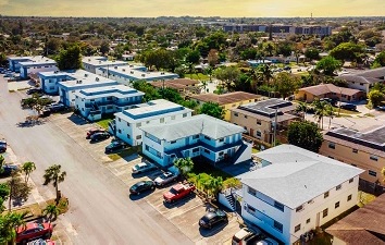 Drone view of University Club apartments