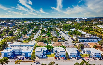 Drone view of University Club apartments