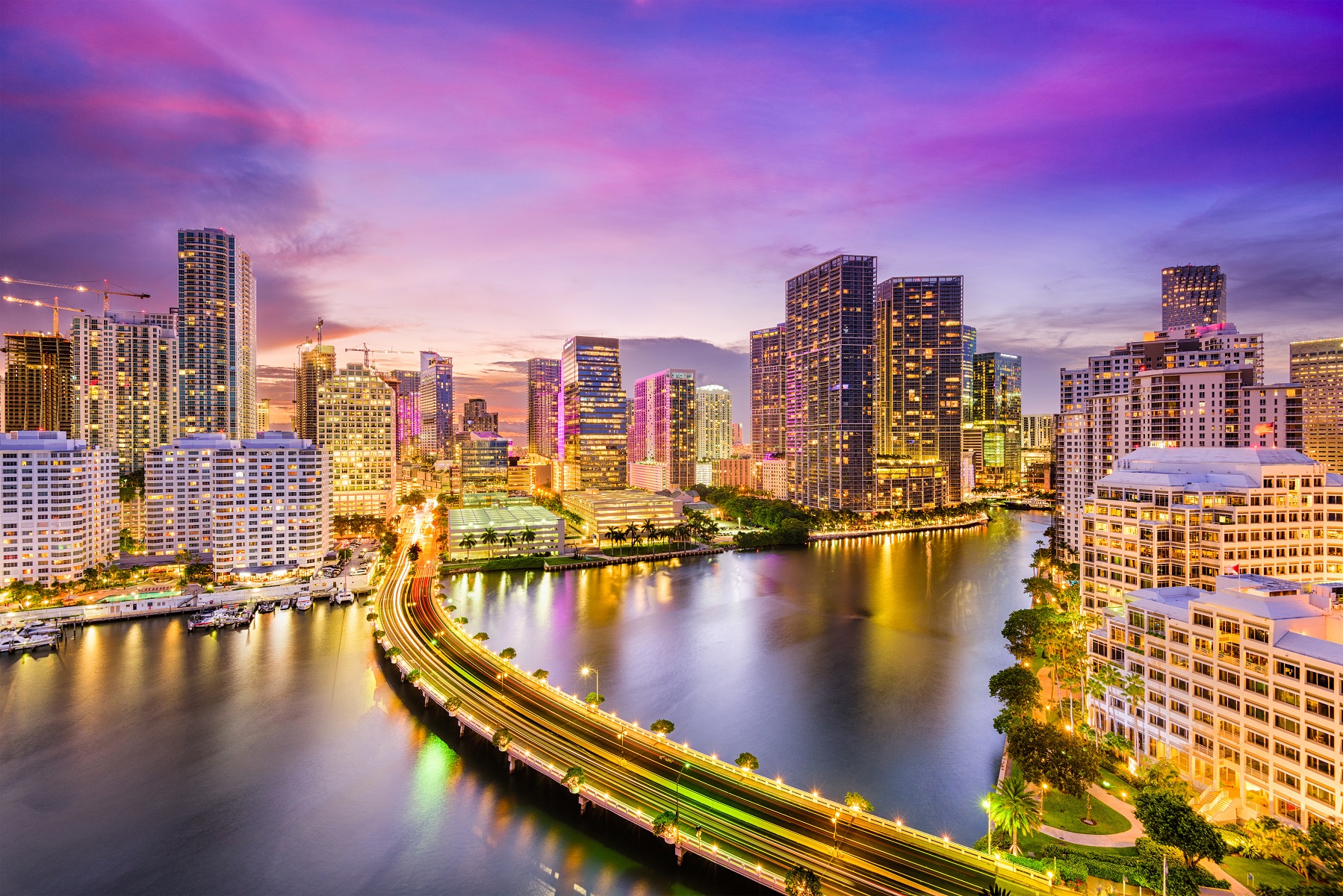 Atmosphere picture - Miami, Florida, USA skyline on Biscayne Bay.