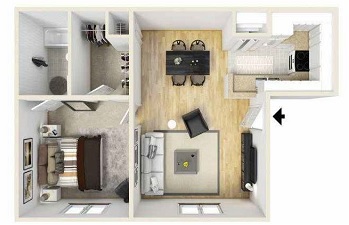 Floor plan A1 -1 bed 1 bath at Northlake apartments